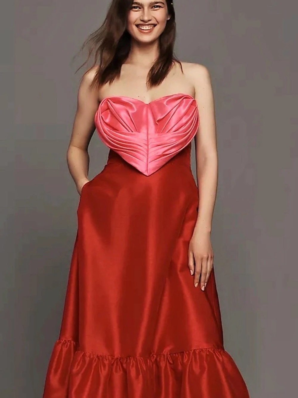 Hutch Heart Bodice Gown in Red & Pink Size 20W